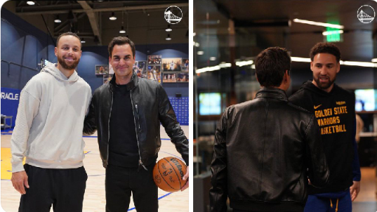 WATCH AS ROGER FEDERER SURPRISES NBA ICON STEPH CURRY AND SHOOTS PERFECT FOUR FOR FOUR
