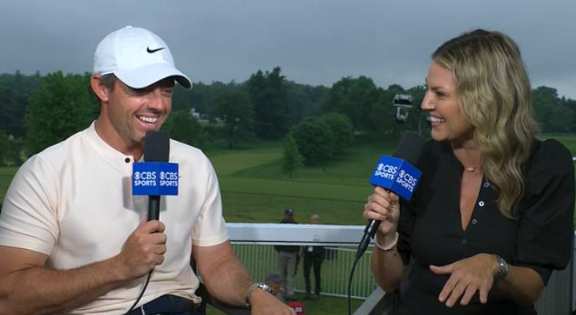 Rory McIlroy interviewed by CBS Sports’ Amanda Balionis just days after golf star’s divorce from Erica Stoll sparked romance rumors