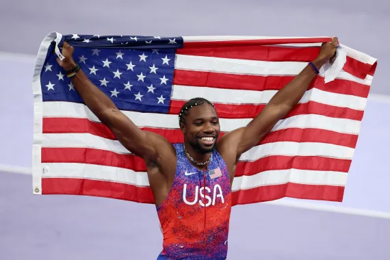 Noah Lyles Wins His First Gold Medal in 100-Meter Final at 2024 Paris Olympics