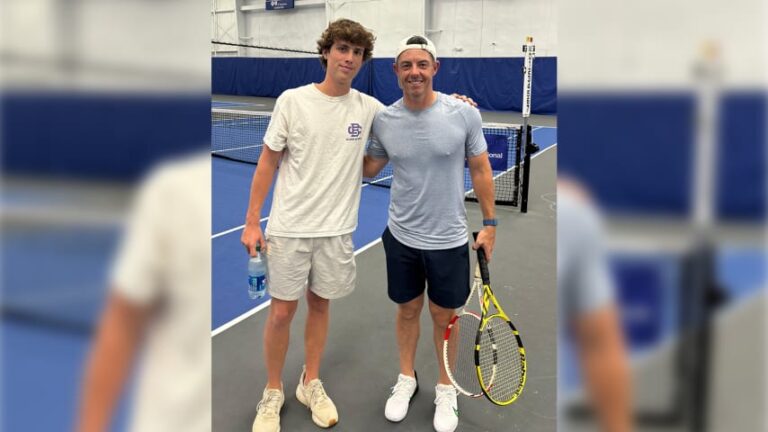 Rory McIlroy plays tennis after first-round 68 at FedEx St. Jude Championship