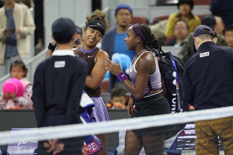 Coco Gauff helps carry Naomi Osaka’s bags off court after shock China Open