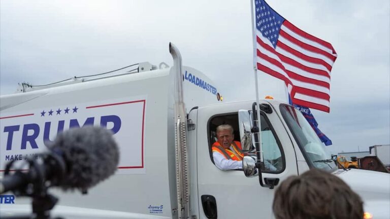 Trump jumps in a garbage truck and takes aim at Biden’s controversial comment